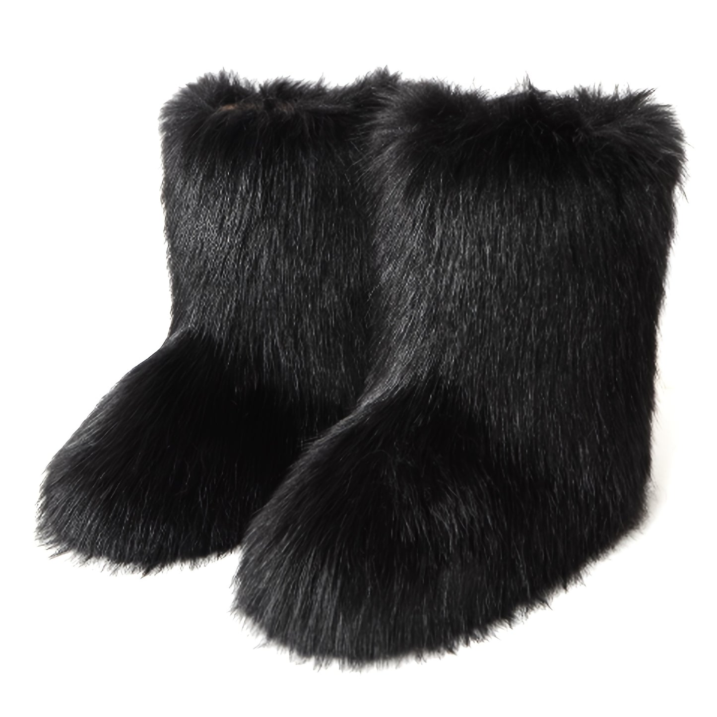 [Ultra-Cozy Paw Boots] Ultra-Cozy Women's Slip-On Animal Paw Boots | Non-Slip Rubber Sole, Brown & Black Faux Fur-like Plush Boots for Cold Weather Indoor/Outdoor - Cute Faux Fur Paw Slipper Boots Gift for Women, Furry Boots,