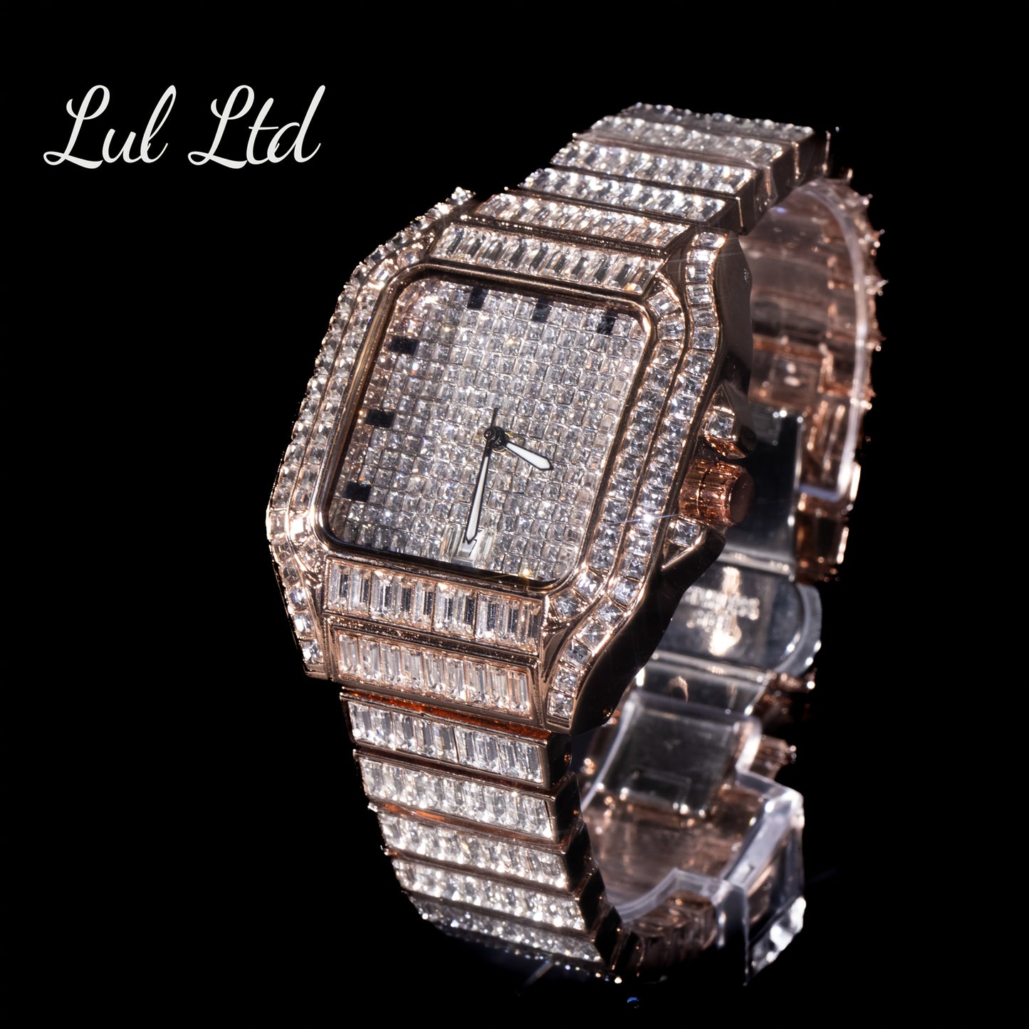Luxury Hip Hop Square Watch Full Rhinestone Stage Performance Wristwatch, Geometric Glow-in-the-Dark Dress Watch for Christmas Thanksgiving Valentine's Gifts