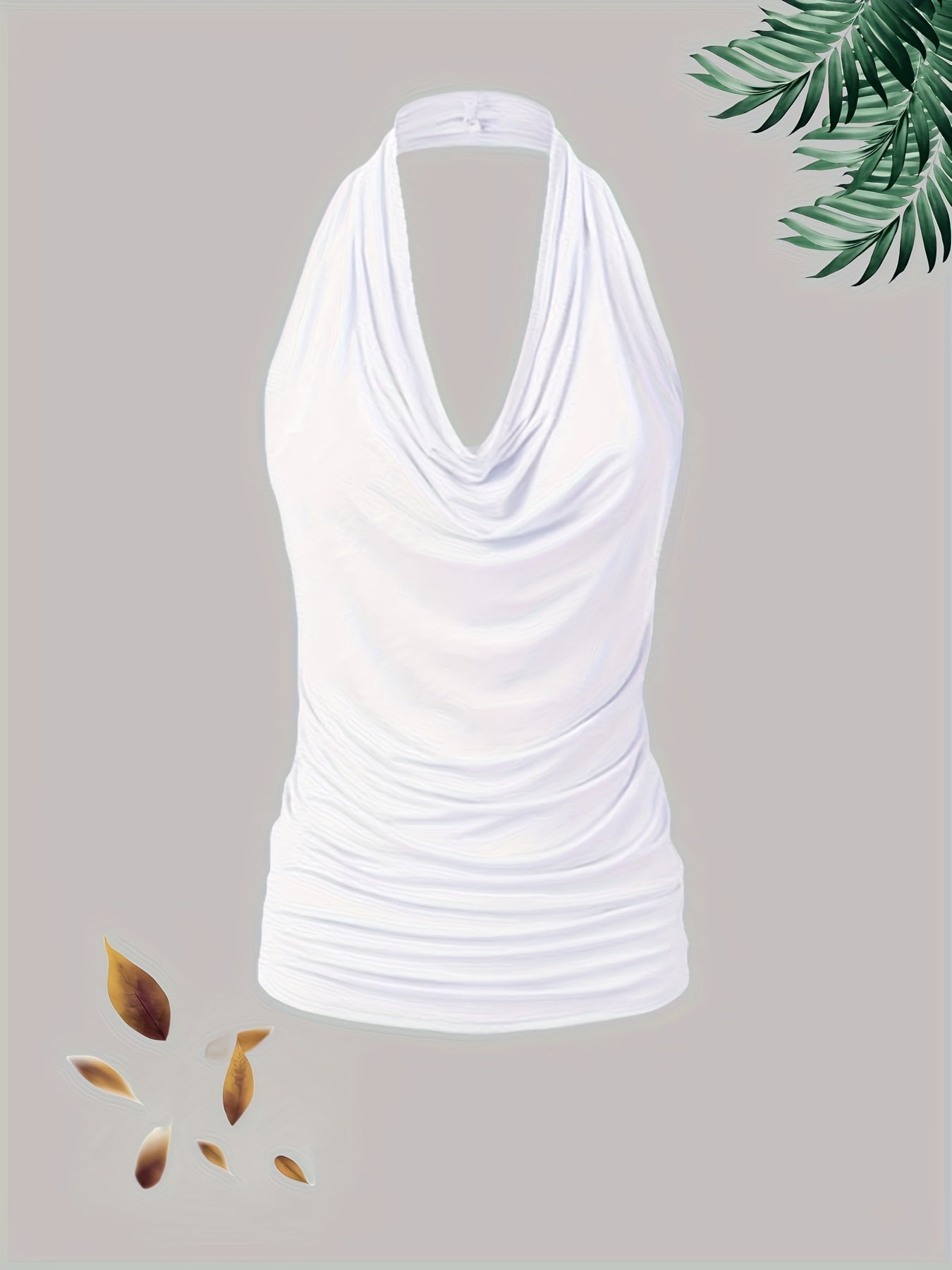 New Fashion Women'S Casual Solid Color Halter Neck Large Size Vest Four-piece Set