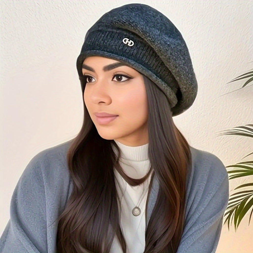 [Versatile Machine Washable Beret] 1pc Women'S Fashion Beret Cap - 100% Polyester Knit, Lightweight, Comfortable Fit, Snap Closure, Machine Washable, Versatile for All Seasons, Ideal for Birthday Occasions