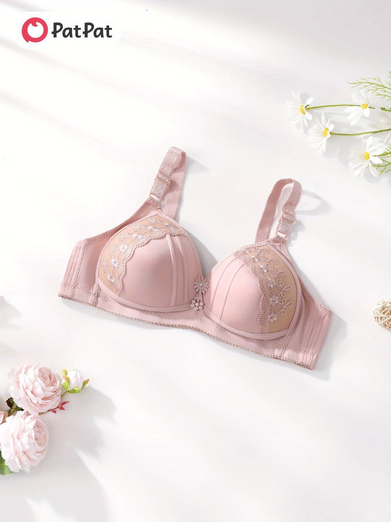 Patpat Women's 4-Pack Lace Wireless Bra - Sexy & Comfortable Soft Seamless Underwear for Casual Attire, Breathable & Affordable, Sizes S-XXL