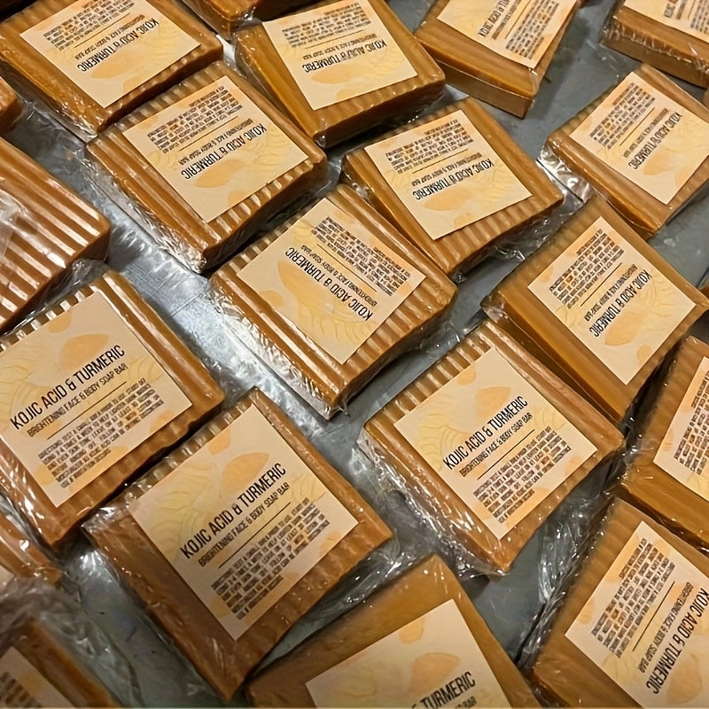 Turmeric Soap Bar for Face Body Smooth Light Beige, Deep Cleansing, Natural Vegan Handmade Soap Sensitive Light Beige Formula Turmeric & Kojic Acid Brightening Soap, Kojic Acid Soap, Soap Body Care Body Wash Lemon Flawless