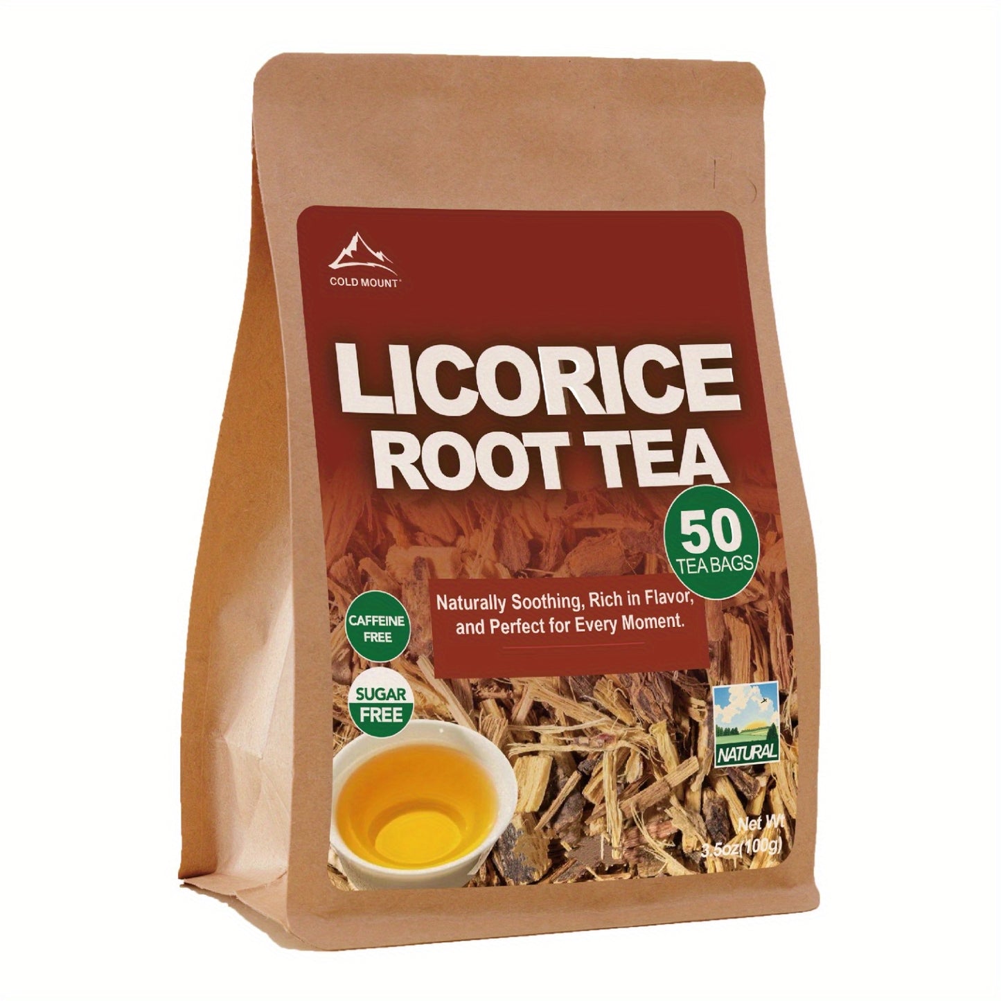 Licorice Root Tea, Sweet Flavor Herbal Tea Bags, Soothing & Tangy Flavor, Caffeine-free, Sugar Free, 50 Tea Bags, Ideal for Men & Women