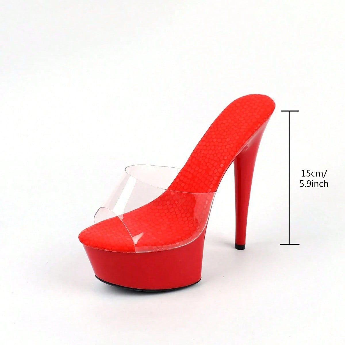Chic Women's Platform Sandals - Sexy Transparent Heels, 6-Inch High, Fashionable Slip-On Shoes with Rubber Sole for Parties & Events