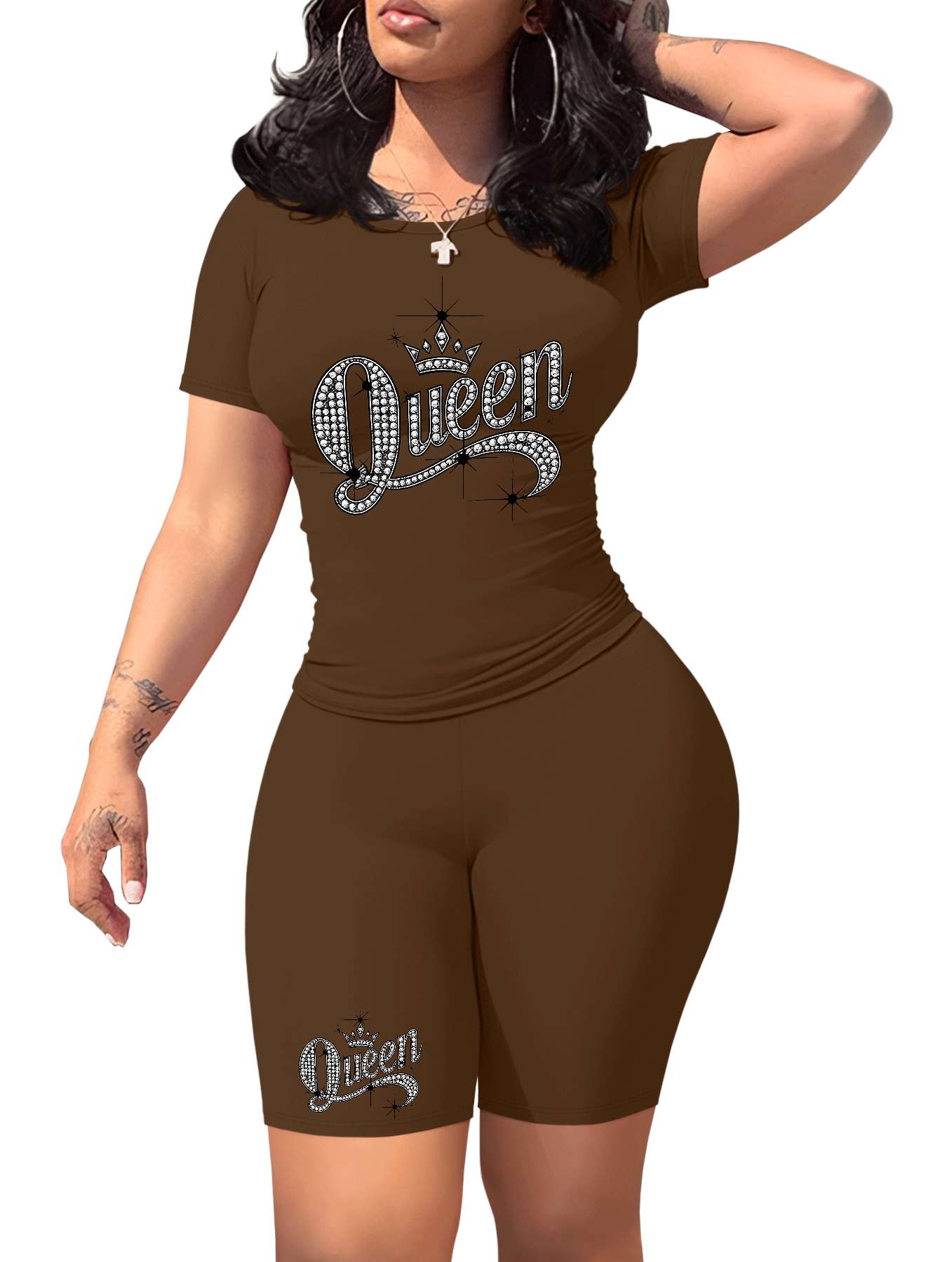 Diamond Queen Women's SlimFit Tshirt and Pants Set?? Premium Print?? Durable?? Casual and Fashionable?? Sparkling Queen Crown Design?? Perfect for Casual Attire and Stylish Outfits?? Comfortable Fit?? Gift Idea.