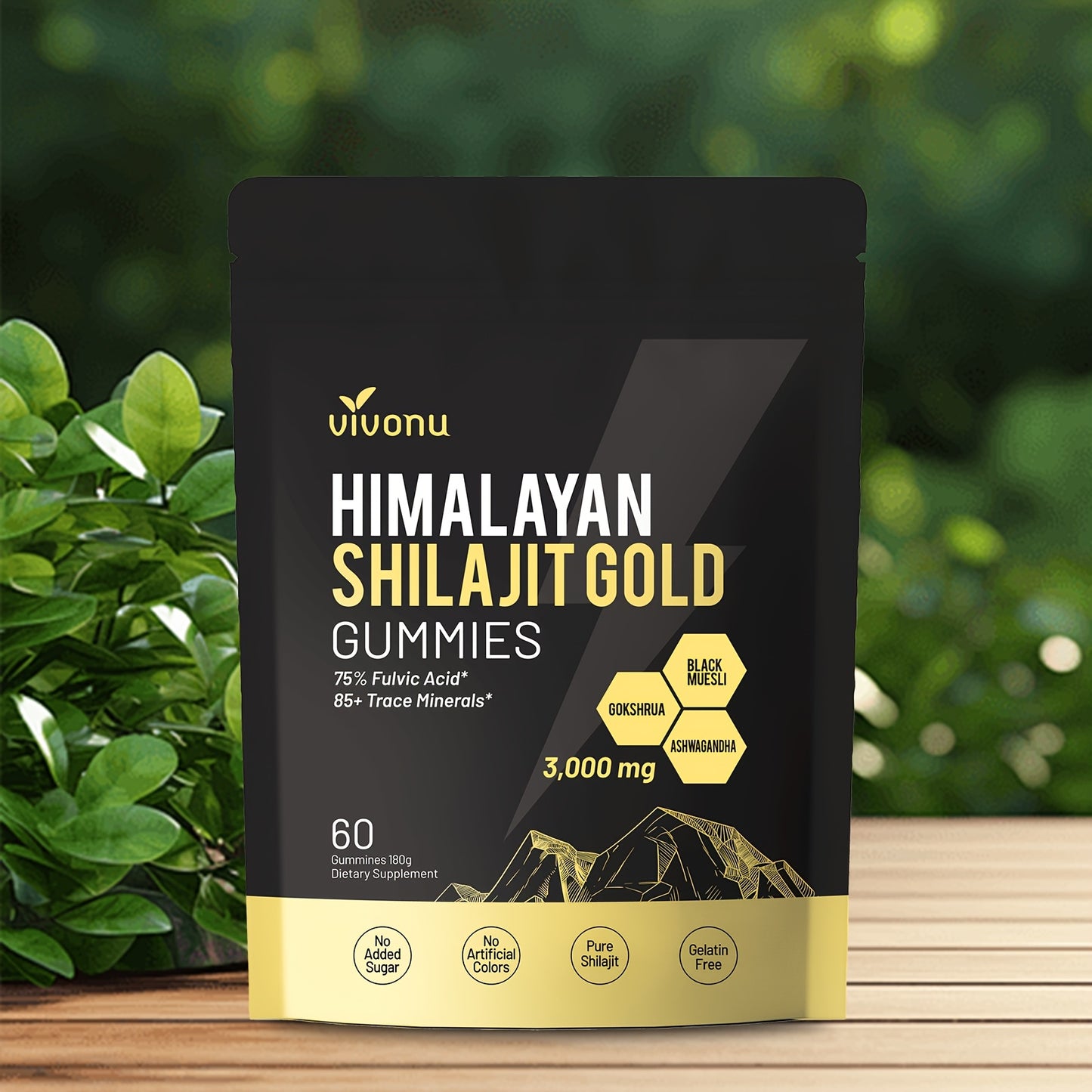 Himalayan Shilajit Gummies | With Ashwagandha, Gokshura & Other Herbs | No Added Sugar | 60 Gummies