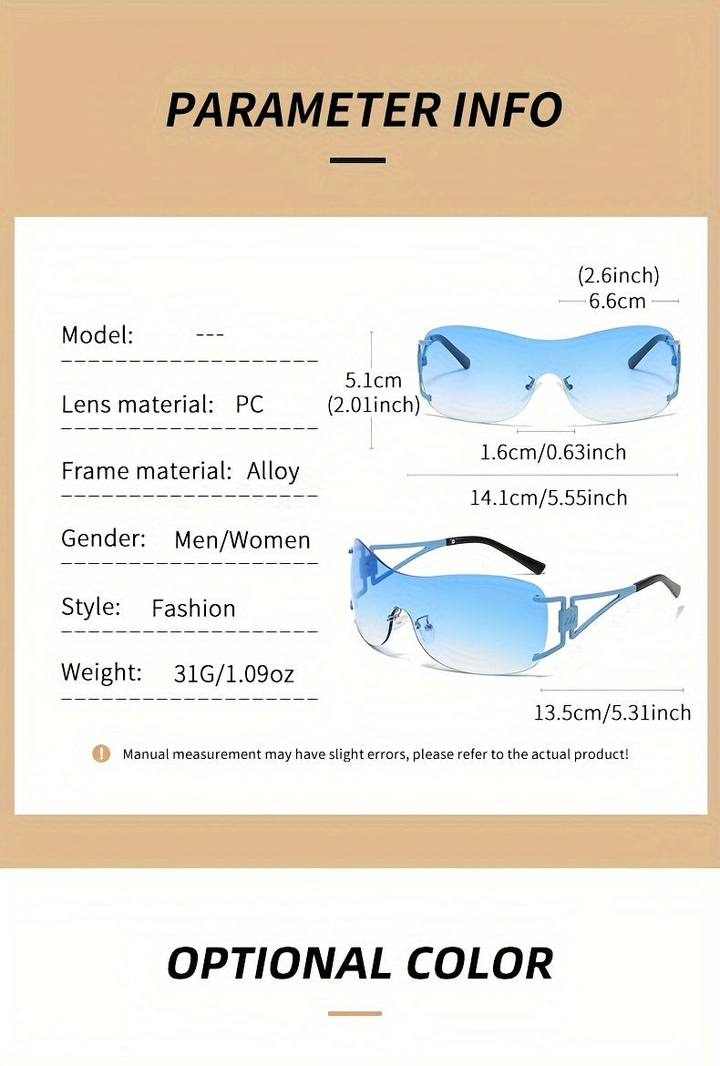 Women'S Rimless Wraparound Glasses - Non-Prescription Everyday & Formal Eyewear, Lightweight Zinc Alloy Frame, Modern Minimalist Look for Parties, Photoshoots - Compatible with Prescription Lenses, Party Accessories, Stylish