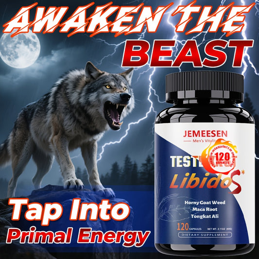 JEMEESEN Epimedium Tongkat Ali - Herbal Supplement for Men with Black Maca And Proprietary Blend - for Men's Health - Deep Into Her - Male Pleasure - 120 Capsules - 60 Day Supply
