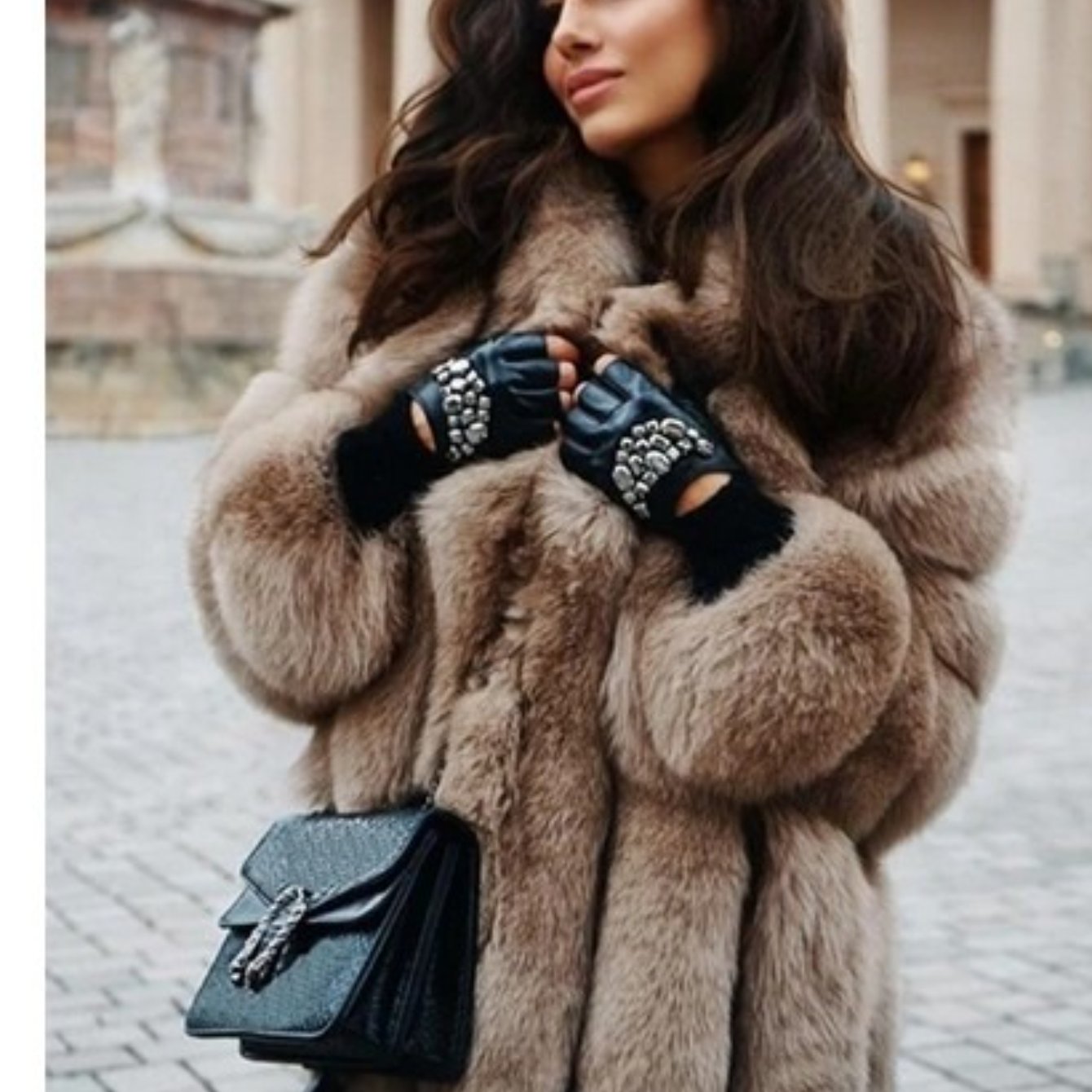 Plus Size - Plus Size, Women'S Large Size Elegant Imitation Fox Fur Coat - Plush Soft Long Winter Coat with Collar, Solid Color (/Brown/Tan) | Warm Winter Outerwear, Luxurious Fur Jacket for Fall & Winter | Durable & Easy-Car