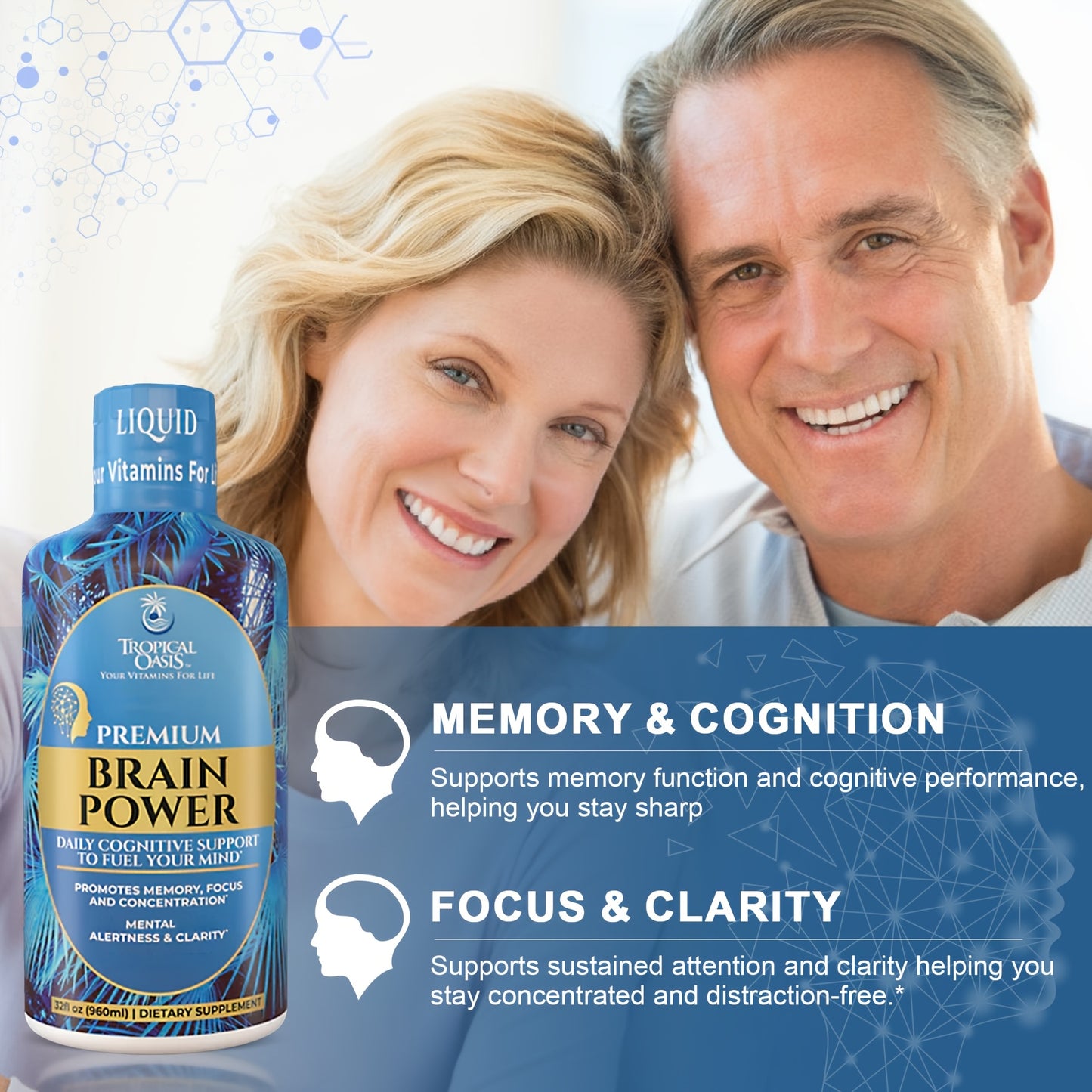 Tropical Oasis Cognitive Brain Power | Contains 20 Mg Of Vitamin B3, 10 Mg Of B5, 2 Mg Of B6, And 120 Mg Of B12 To Improve Focus, Memory, Creativity, And Clarity
