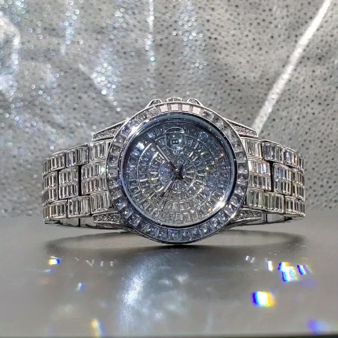 MISSFOX Women's Sparkling Rhinestone-Encrusted Quartz Watch with Luminous Dial, High Quality Zinc Alloy Band & Round Case for Parties, Dates, Formal Events | Middle Eastern Collection, Date Night Accessory, Luxury Watch, High