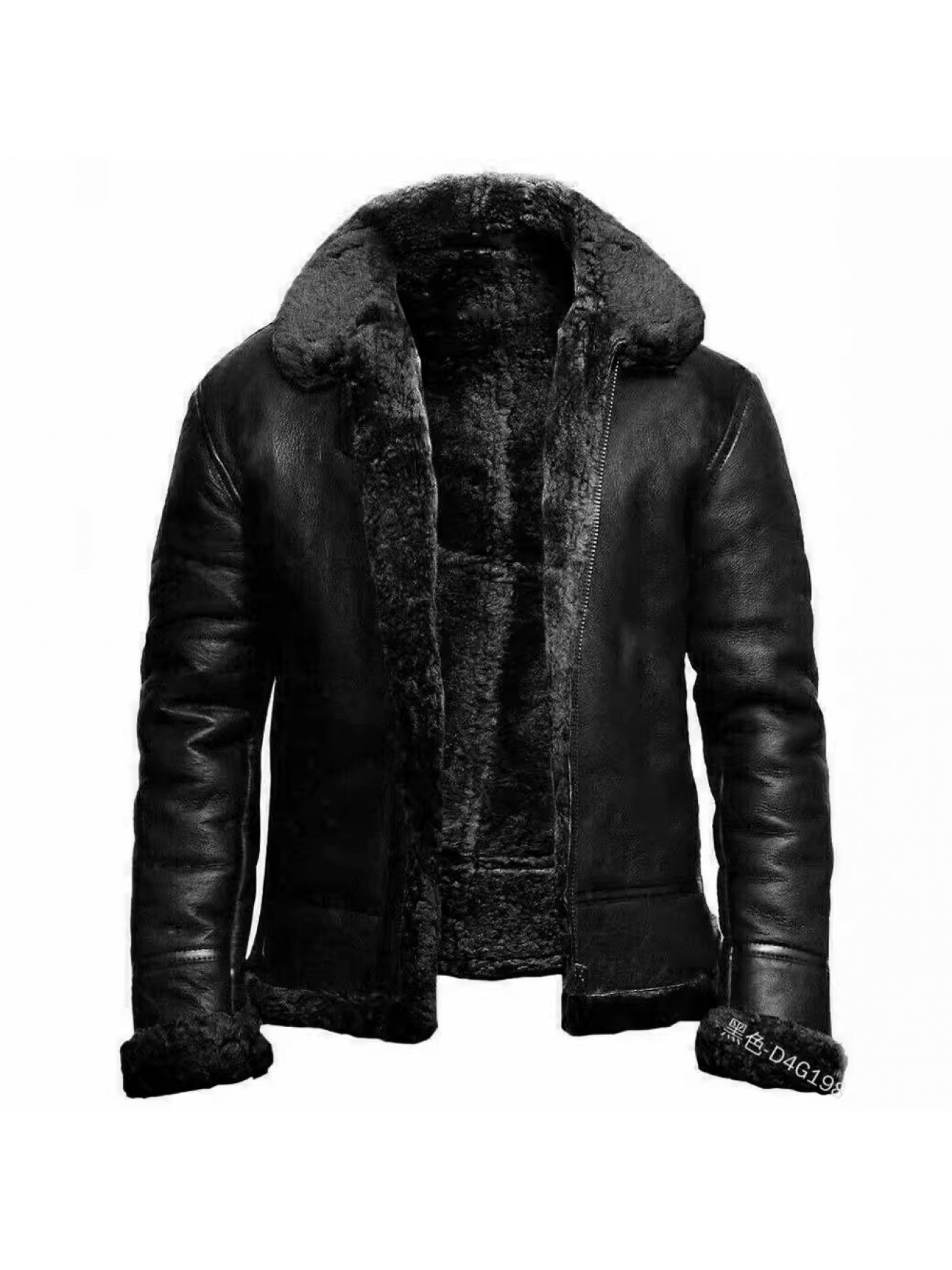Men's Winter Fleece-Lined Lapel Jacket - Full-Zip Mid-Length Coat with Lapel Collar, Loose Fit Outerwear for Cold Weather, Machine Washable, Casual & Formal (Office/Party) - Black (No Elasticity, Fleece)
