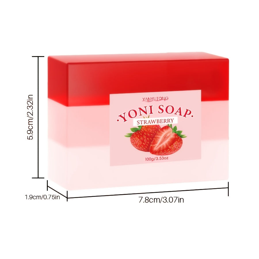 3-Pack Of 100g Strawberry Handmade Soap, Intimate Cleansing Bar For Face, Body, And Private Areas, Long-Lasting Fragrance With Strawberry Essential Oil, Extracts Gentle And Soft Lather, Moisturizing And Non-Irritating, Suitab