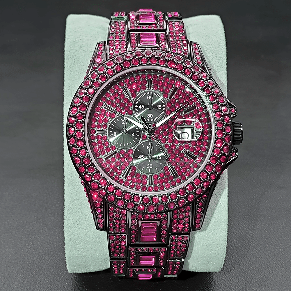 New Blue Rhinestone Hip Hop Men's Watch Fashion Ice Party Jewelry Watch Luxury Shining Gemstone Accessories Watch Fashion Men's and Women's Watch