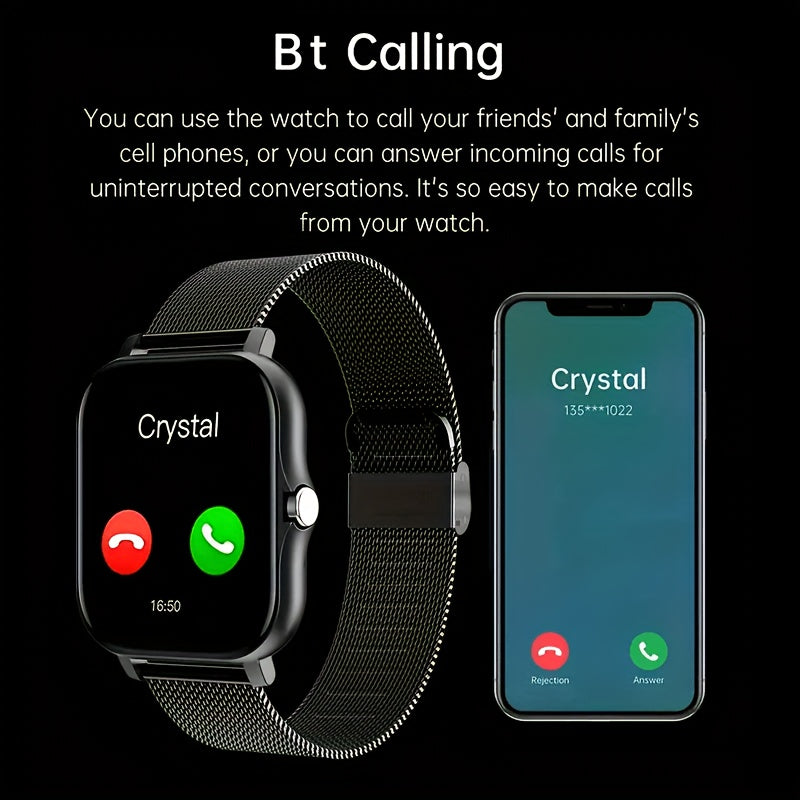 2024 Trendy Smartwatch, Versatile, Full Touch Display With Wireless Calling - Fitness Tracker, Free Steel Band, Compatible With Android And IOS, Perfect Gift For Halloween Christmas!