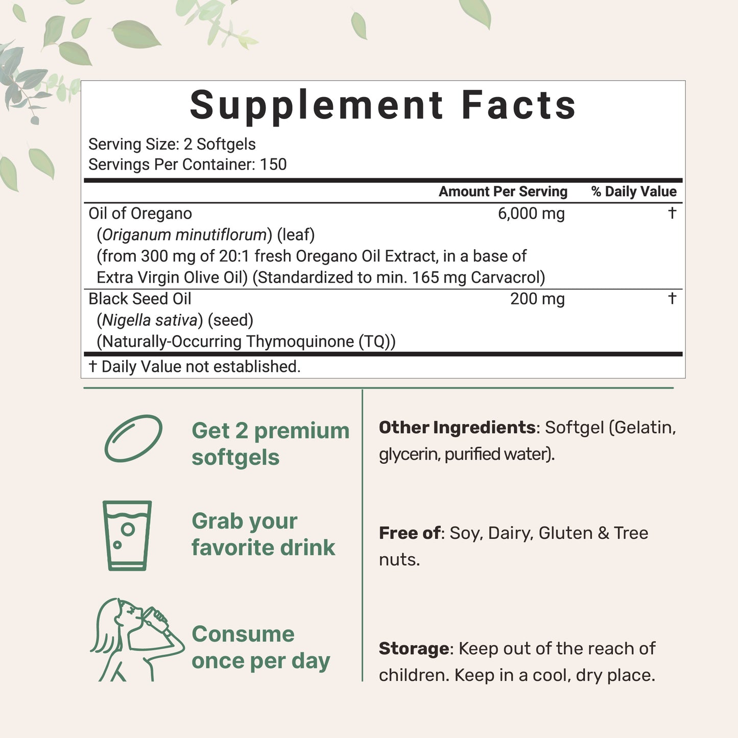Micro Ingredients Oil of Oregano Softgels 6000mg Per Serving, 300 Count | 2 in 1 Formulated with Black Seed Oil 200mg, 4X Strength Carvacrol & Thymoquinone | Plant Based, Non-GMO & Immune Support