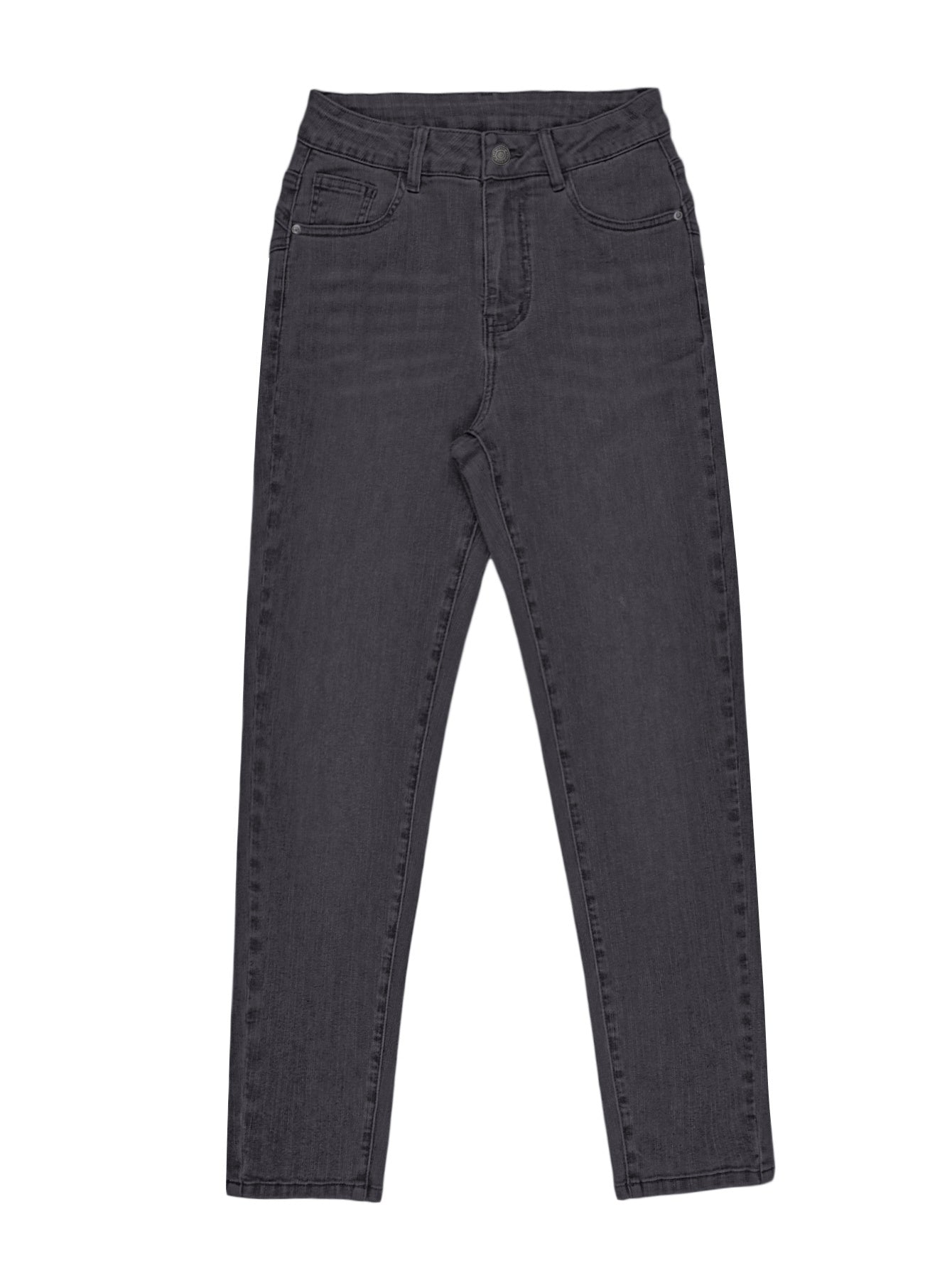 L035 Trendy And Versatile Street Fashion, Pure Black Skinny Stretch Ankle Pants, Women's Jeans.