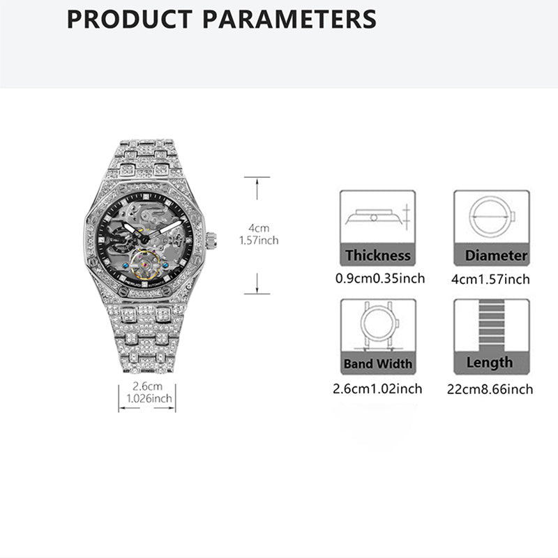 1pc Men'S Luxury Starry Sky Tourbillon Automatic Mechanical Watch with Golden-Tone & Starry Night - Self-Winding Mechanical Movement, 40mm Large Face, Without Battery