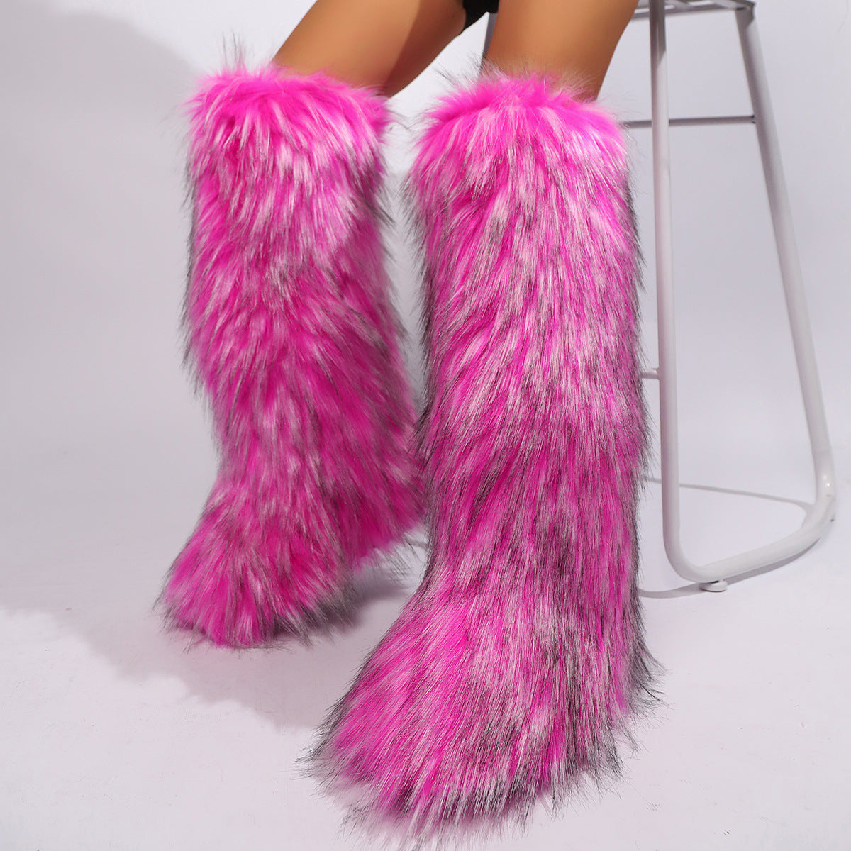 Women's Knee-High Snow Boots with Thick Faux Fur Collar & Buckle Closure - Slip-Resistant TPR Sole, Plus Size US 5-13 (EU 36-43), All-Season Winter Boots for Ice, Snow & Casual Wear - Ins-Inspired Round-Toe Booties