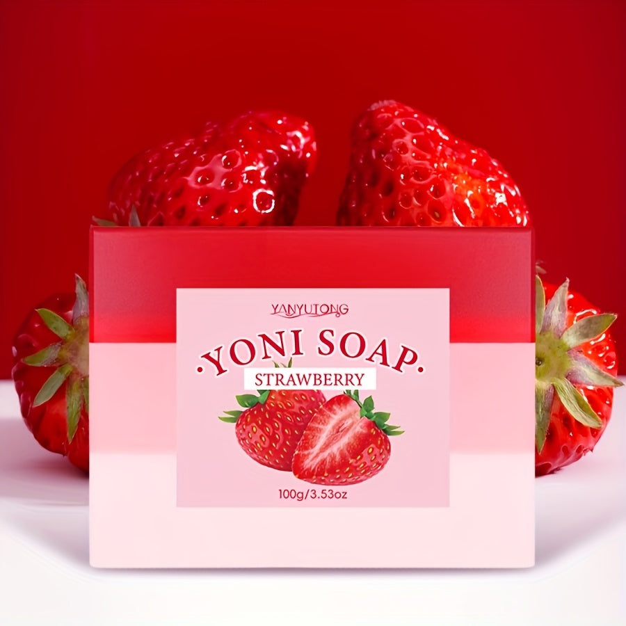 3-Pack Of 100g Strawberry Handmade Soap, Intimate Cleansing Bar For Face, Body, And Private Areas, Long-Lasting Fragrance With Strawberry Essential Oil, Extracts Gentle And Soft Lather, Moisturizing And Non-Irritating, Suitab