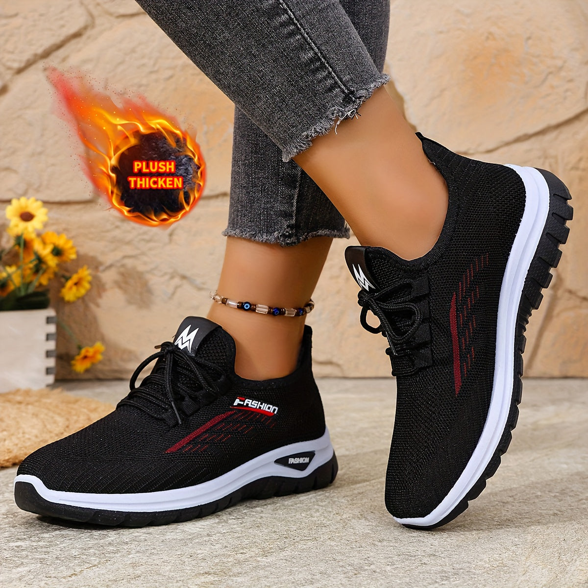 [Autumn And Winter ]Orange Fleece-Lined Warm Shoes, Thickened Cushioning Shoes Exclusive for Winter, Orange And Purple Spliced Lace-Up Trendy Warm Sports Shoes, White Casual Shoes, Shoes For Women/elegant Shoes For Women, Sea