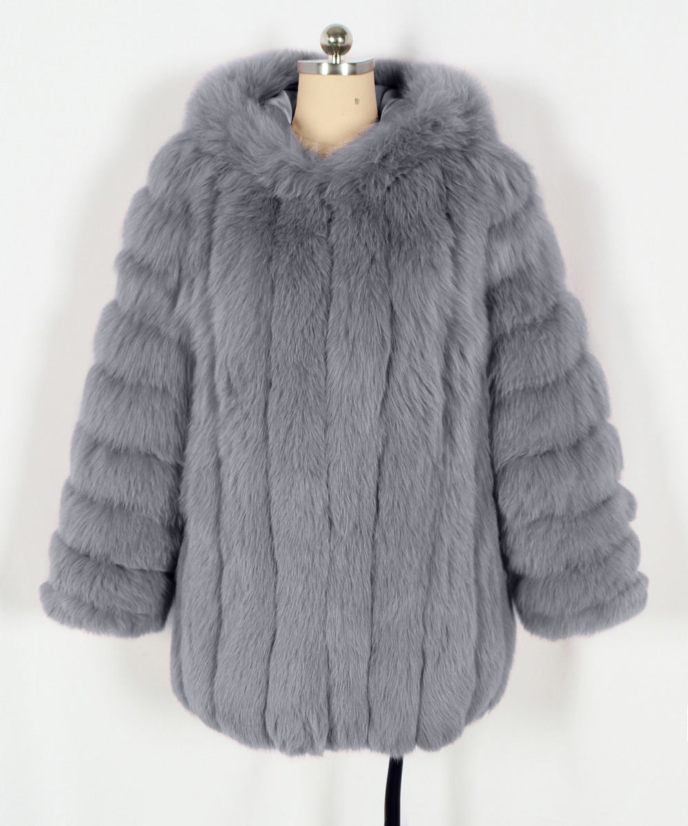 Plus Size, Plus-size Women's coat new European and American autumn winter faux fur warm fluffy plus-size Women's coat faux fox fur jacket fur winter wear plus-size fashion outwear