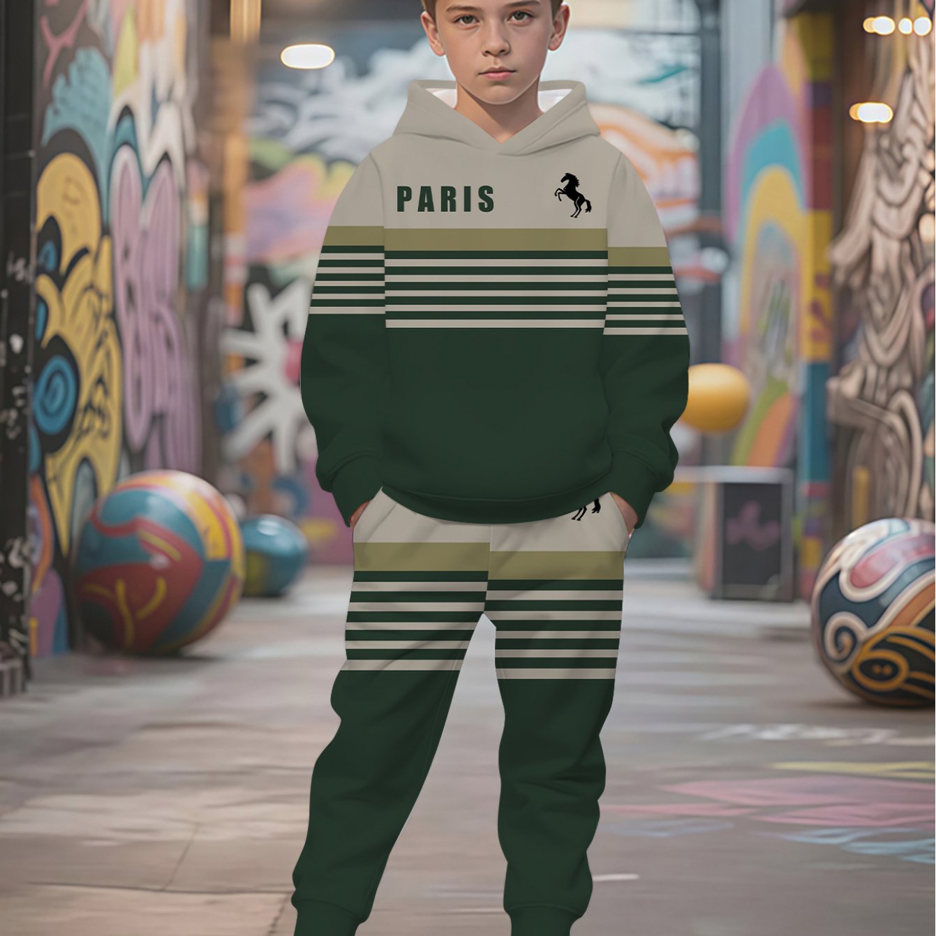 Casual Striped 3D Print Hoodie, Boys Long Sleeve Hoodie, Boys Casual Creative Graphic Design Pullover, Hooded Sweatshirt, Suitable for Autumn and Spring, Spring Fashion, Autumn Clothing, Pullover Hoodie, Soft Material, Durabl