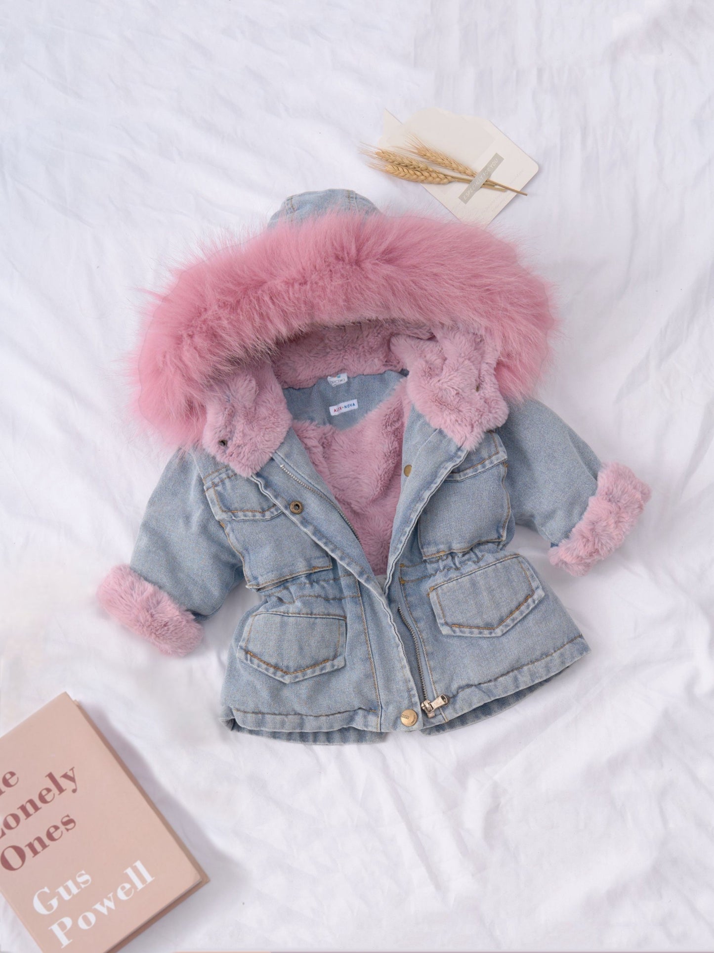 Holly Oversized Denim Fur Hooded Winter Coat Jacket