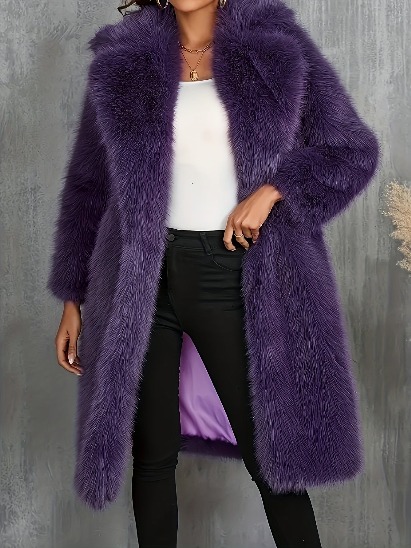 New Autumn/Winter Plus Size Women's Outdoor Fashion Elegant Casual Thick Warm Long Solid Color Lapel Long Sleeve Faux Plush Coat