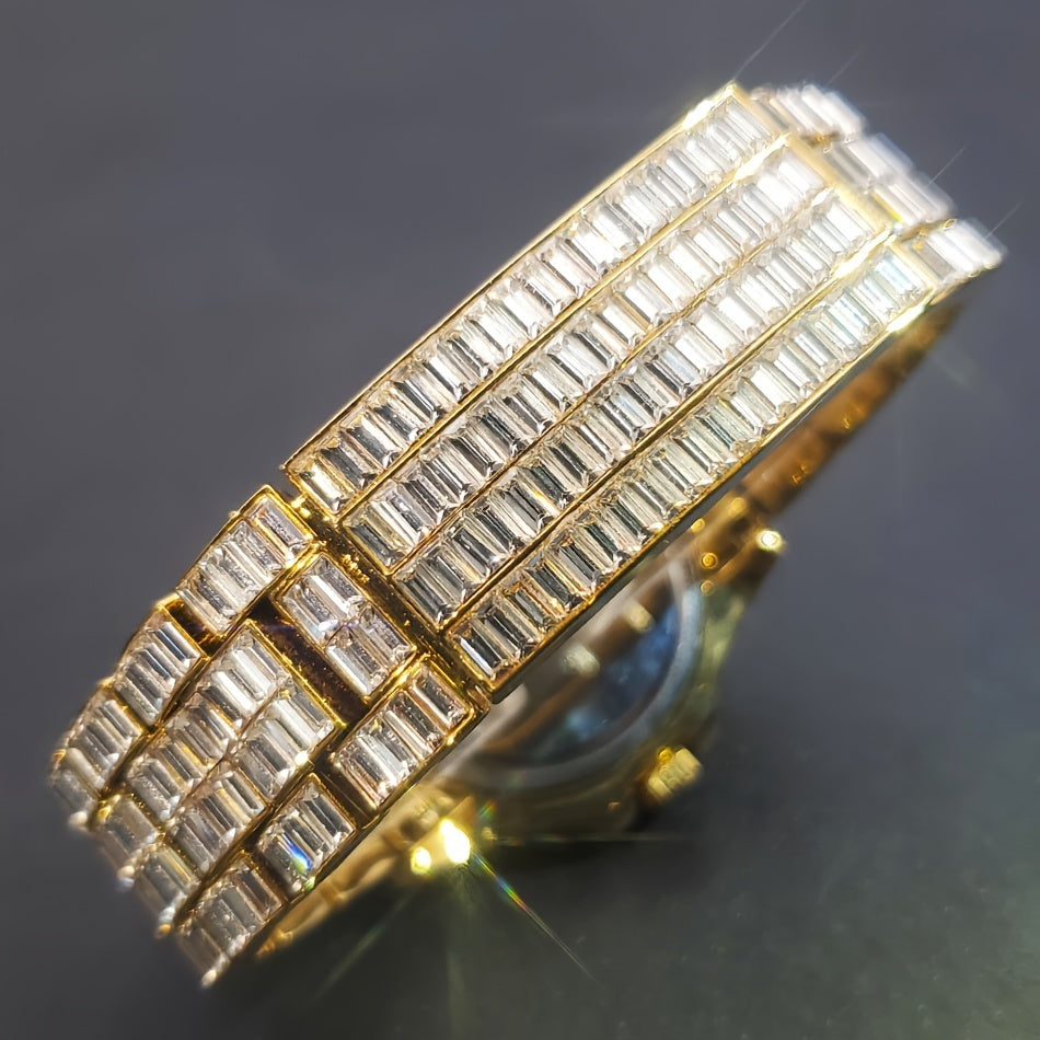 MISSFOX Women's Sparkling Rhinestone-Encrusted Quartz Watch with Luminous Dial, High Quality Zinc Alloy Band & Round Case for Parties, Dates, Formal Events | Middle Eastern Collection, Date Night Accessory, Luxury Watch, High