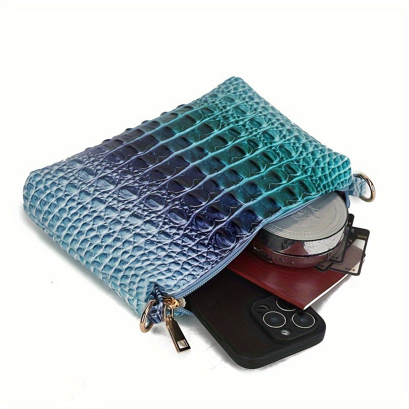 3pcs Set: Colorful Crocodile Pattern Large Capacity Faux Leather Tote & Crossbody Bags With Matching Wallet Combo, Christmas, Mother'S Day Gifts, Halloween Gifts