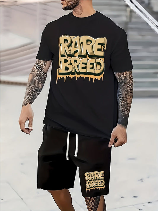 only sells short - sleeved T - shirts [onRARE BREED Printed -Sleeved Tee Shirt Co-ord Set - for Men - Cool Casual Summer Outfits Clothing with Printed Design, Breathable Fabric, and Relaxed T-shirt