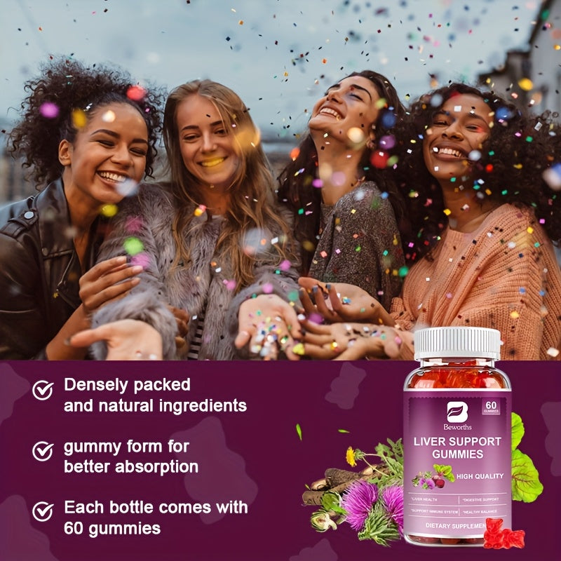 Liver Health Gummies- 8-IN-1 Upgraded Formula with Milk Thistle, Artichoke Leaf, Dandelion Root, Chicory Root, Beet Root, Jujube Seed, Yarrow, Burdock Root Extract, for Liver And Antioxidant Support - Extra Strength Milk This