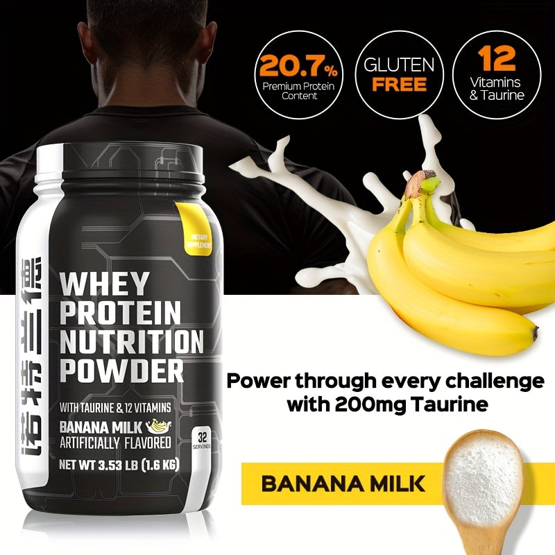 Protein Nutrition Powder - Banana Milk Flavor With Taurine & 12 Vitamins - 3.53LB