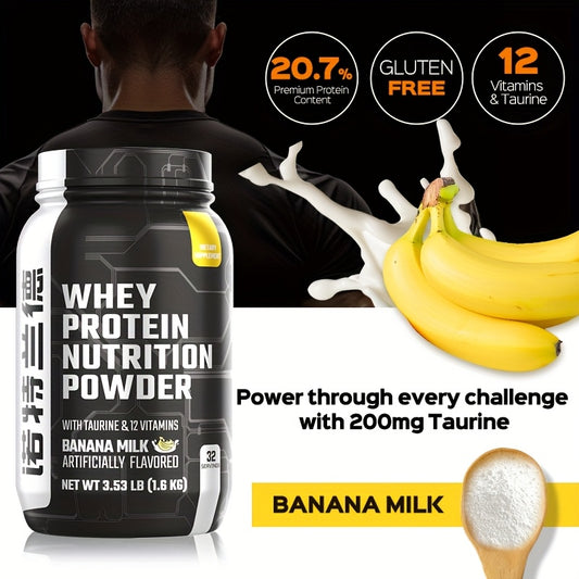 Protein Nutrition Powder - Banana Milk Flavor With Taurine & 12 Vitamins - 3.53LB