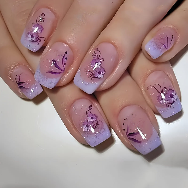 48pcs Cute Petals Creative Design Patch Nail Gradient Wearable Manicure Nail Art Patch Daily Party Holiday Party Great Choice Perfect Gift Giving
