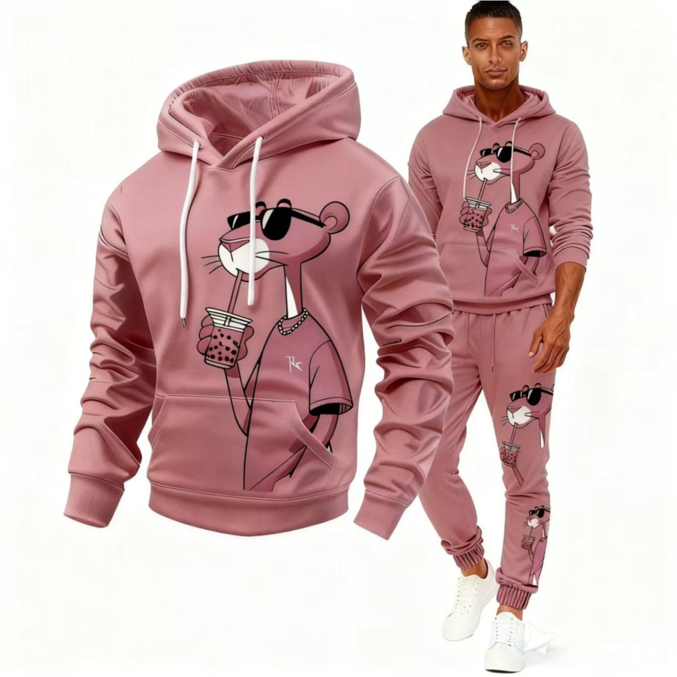 2pcs Men'S Matching Outfit | Casual Round-Neck Long-Sleeve Hoodie and Sweatpants, Suitable for Winter and Autumn, Designed for Sports Activities, Ideal for Thanksgiving, Valentine'S Day, Father'S Day, Halloween, Christmas, Ho