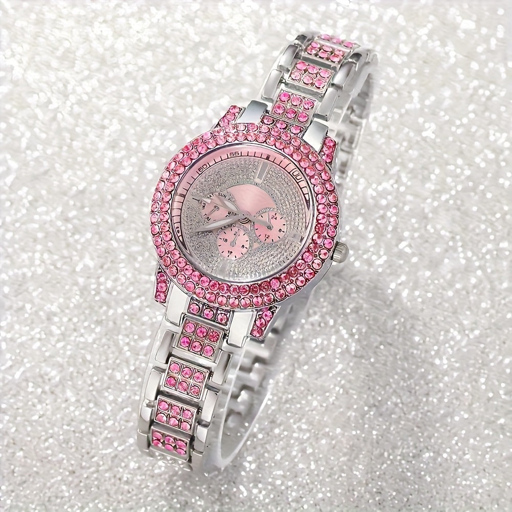 3pcs Women'S Quartz Watch Set - Stainless Steel Minimalist Watches With Crystal Markers, Japanese Movement, Mother'S Day Birthday Christmas Gifts