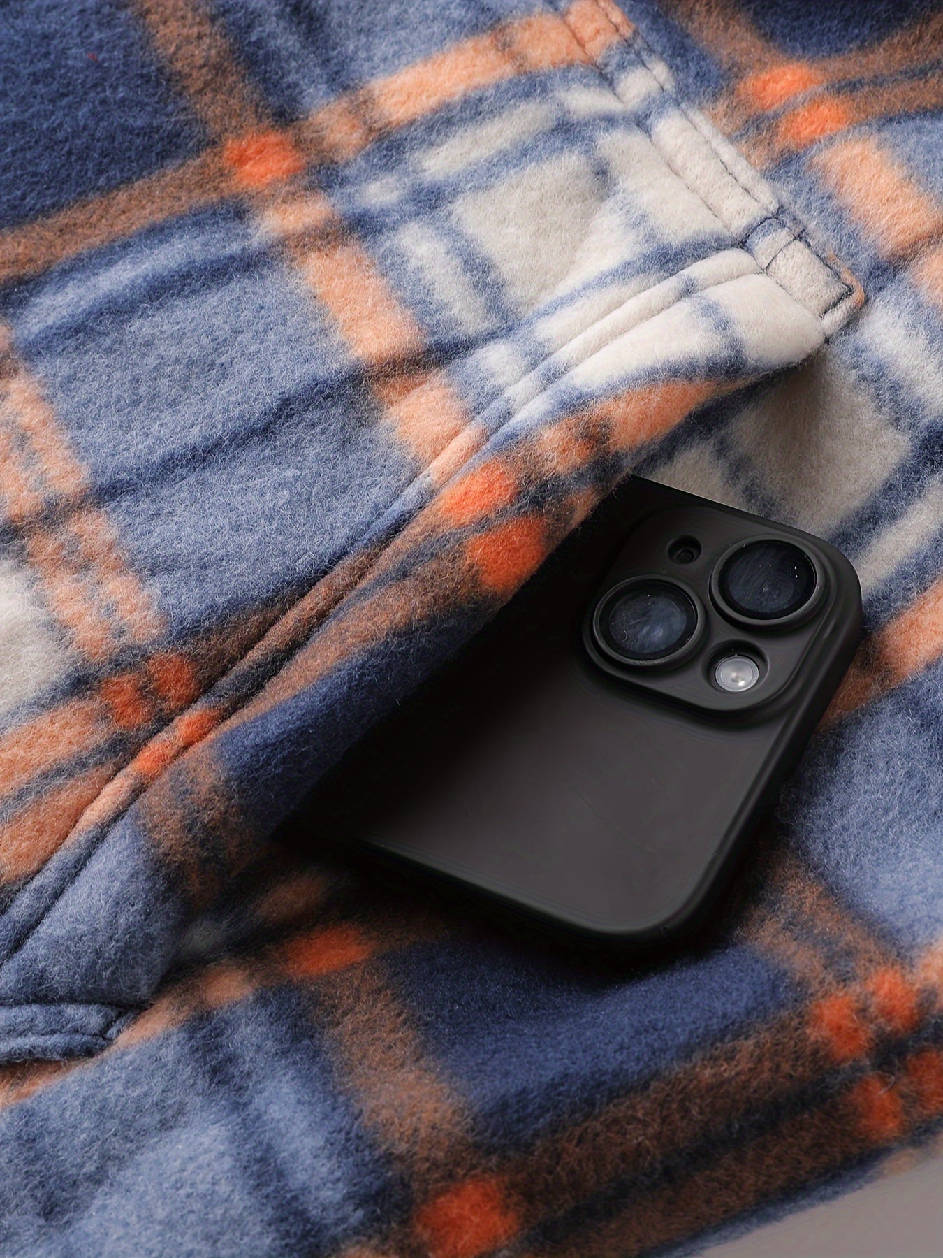 Men's Heavyweight Fleece Hooded Jacket - Full-Zip Sherpa Lining, Thick Winter Coat with Plaid Pattern (Blue/Black/Beige/Brown), Zippered Pockets, Hand Washable, Casual Outerwear for Cold Weather & Everyday Use - Ideal for Ski