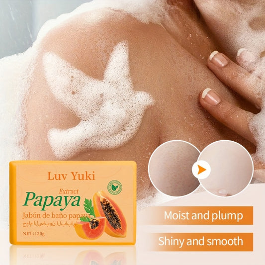 Tsinger Women's Papaya Bath Soap - Moisturizing Exfoliating Bar with Natural Papaya Extract, Smooth & Silky Texture, No Paraben/Silicone, for All Light Beige Types, Middle East Collection