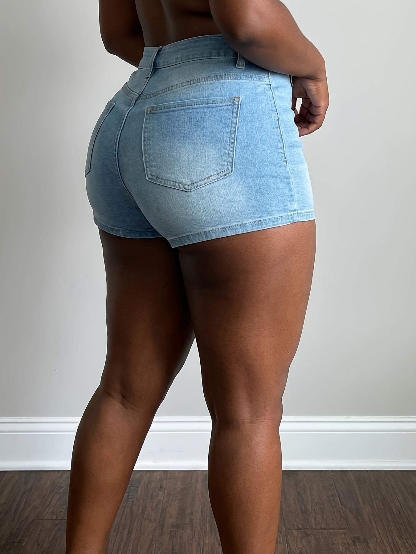 Women's High Waisted Stretchy Denim Shorts Sexy Whiskering Fading Retro Versatile Casual Home Jean Shorts