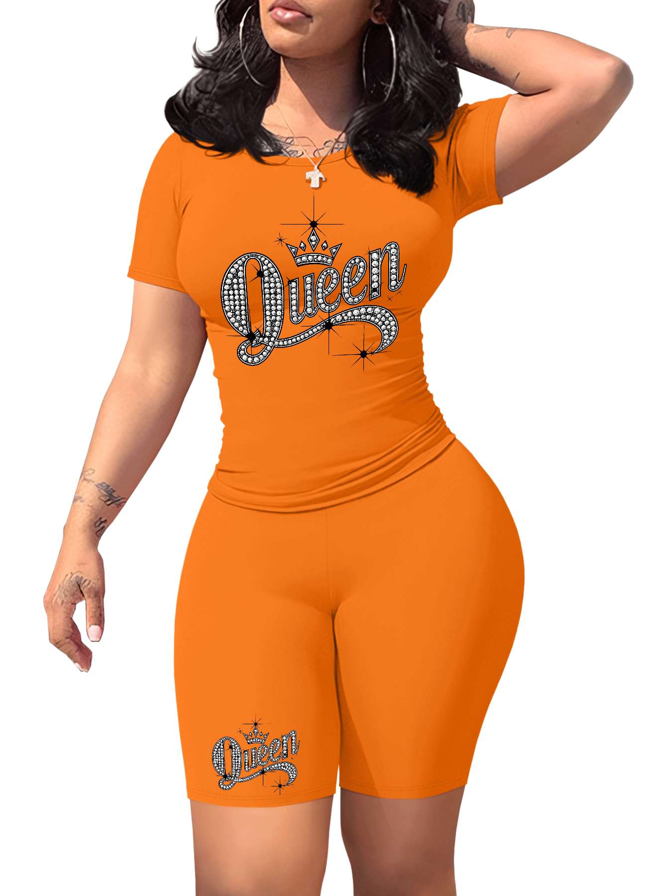 Diamond Queen Women's SlimFit Tshirt and Pants Set?? Premium Print?? Durable?? Casual and Fashionable?? Sparkling Queen Crown Design?? Perfect for Casual Attire and Stylish Outfits?? Comfortable Fit?? Gift Idea.