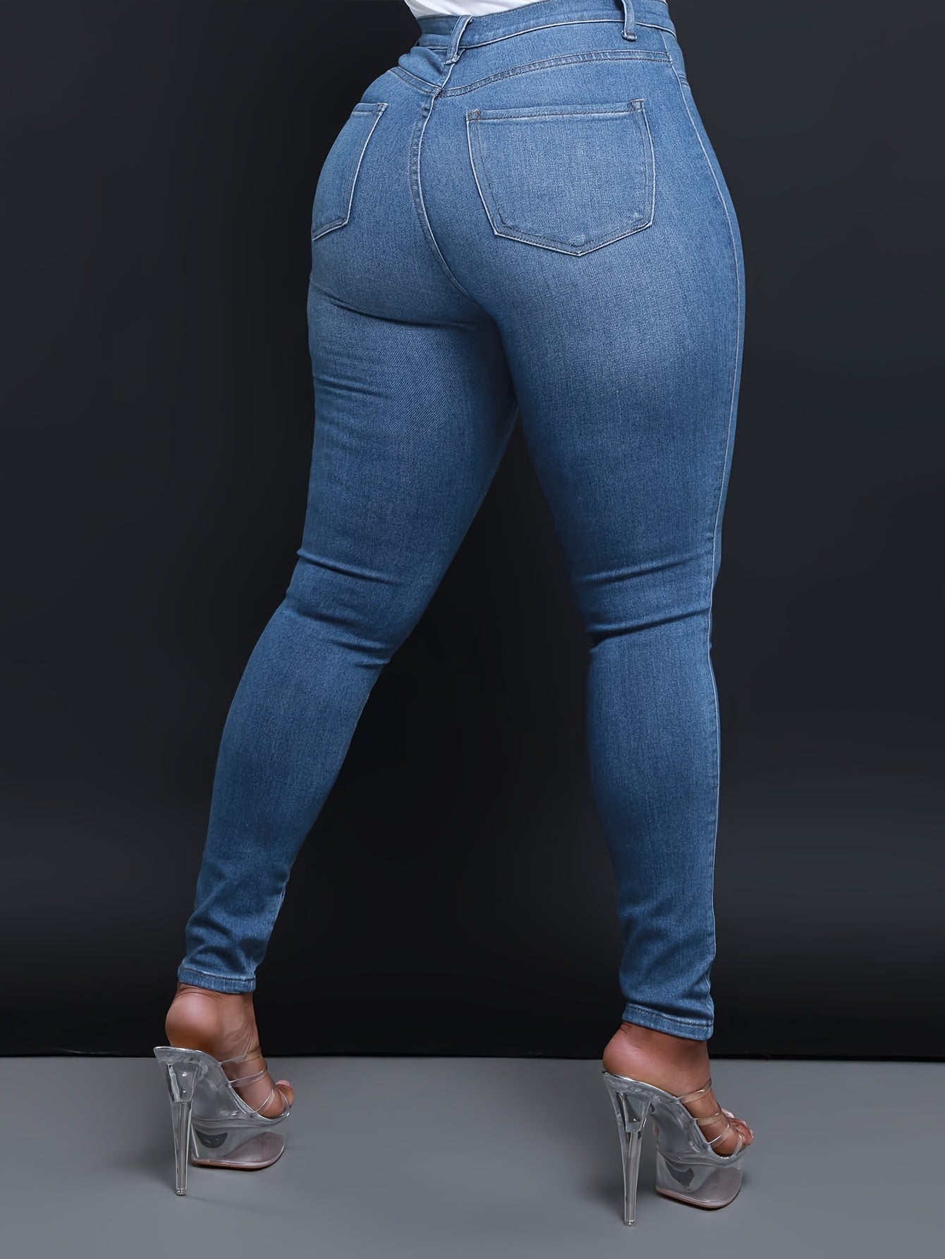 Women's Casual Four Seasons Slim Fit Elastic Solid Color Washed Denim Jeans European Style Denim Shorts Women's Versatile Denim Jeans