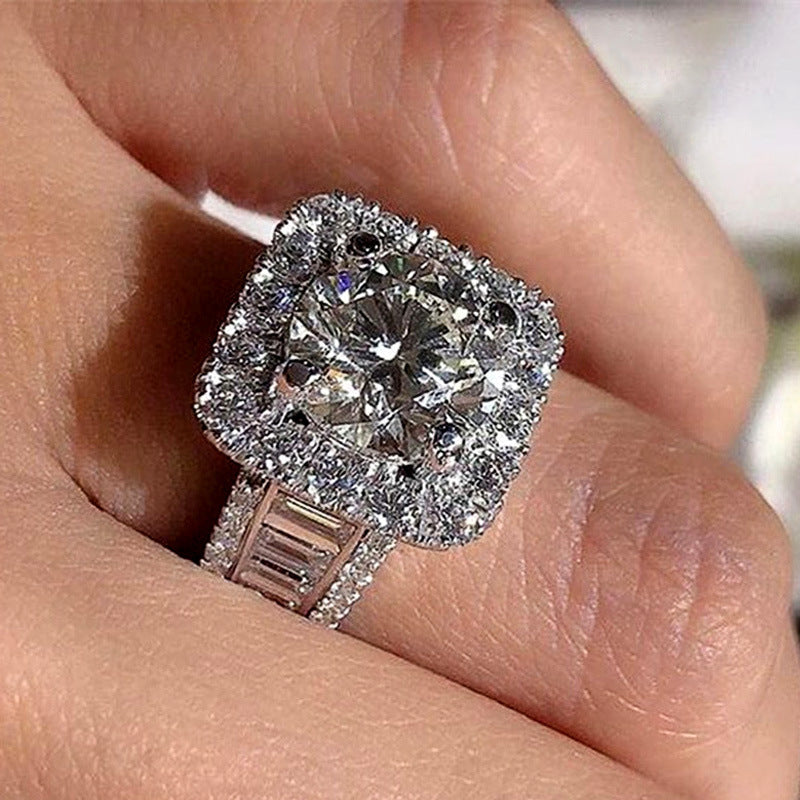 [925 Silver Ring] Elegant 925 Sterling Silver Square Wedding Ring | Ladies' Ring, Gift Jewelry Box, Suitable for Birthday, Festival, Valentine's Day Gifts, Daily Wear