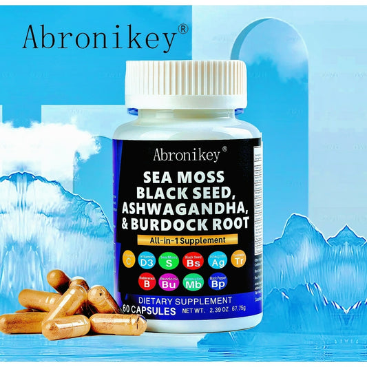 Abronikey Sea Moss 60 Capsules Immune Support & Digestive Health Natural Sea Moss Supplement Rich In Minerals & Vitamins