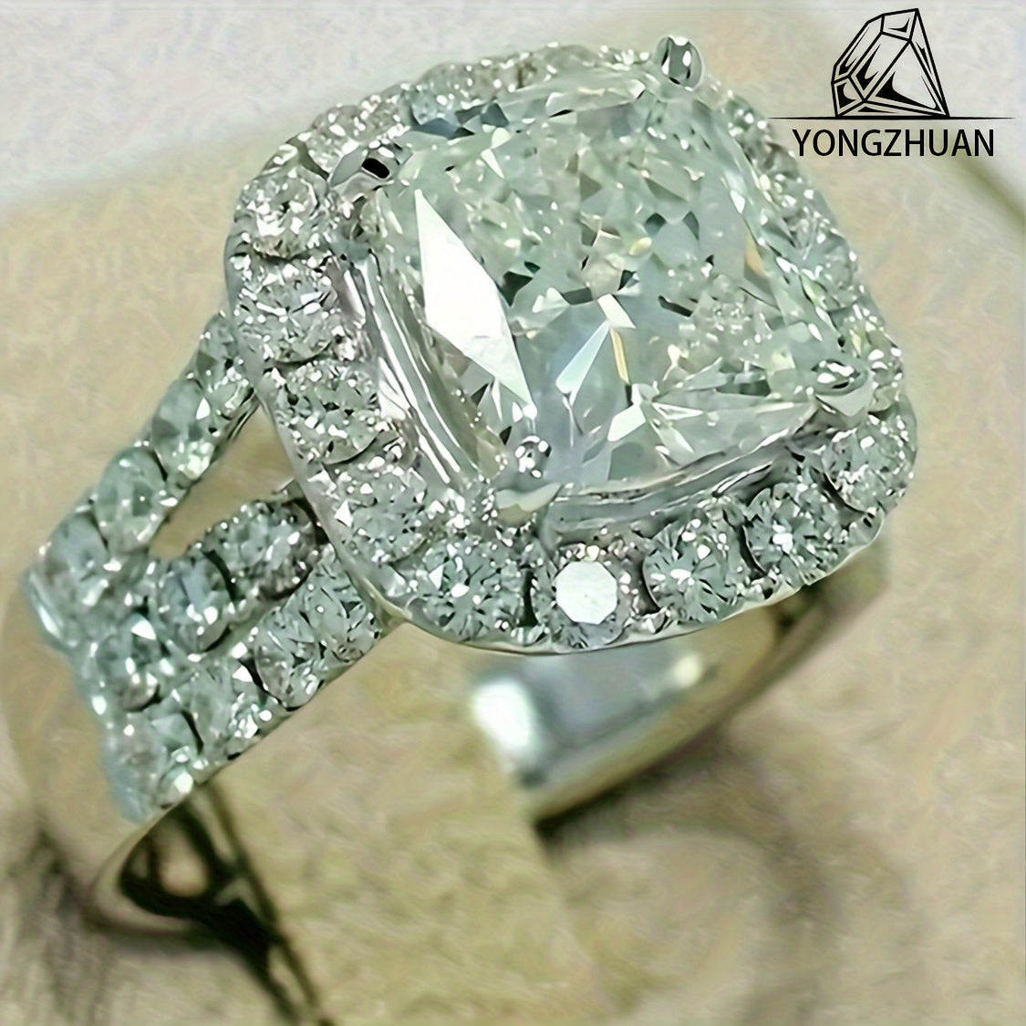 1pc S925 Silvery Inlaid 3.5-carat Moissanite Unisex Ring, Suitable for Daily Wear As A Birthday Gift for Family, Friends, Couples, Holiday Gifts, Halloween, Christmas, Valentine's Day, Carnival