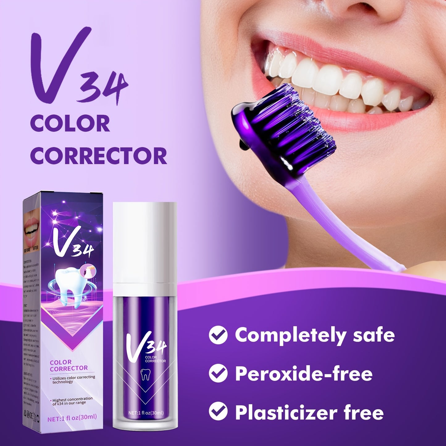 Magic Of Color Wheel Toothpaste - 1PCS Purple Toothpaste For A Brighter Smile And Whiter Teeth - 1fl Oz/30 Ml