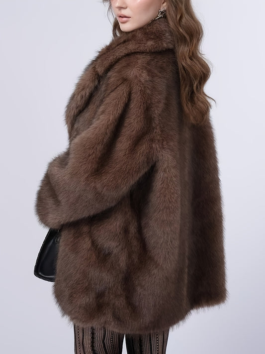 Plus Size, Women's Winter Suit Collar Faux Coat for Warmth