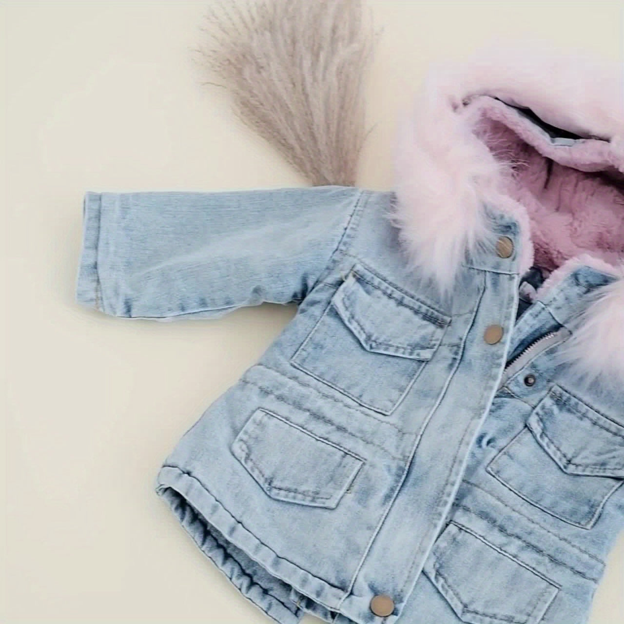Holly Oversized Denim Fur Hooded Winter Coat Jacket