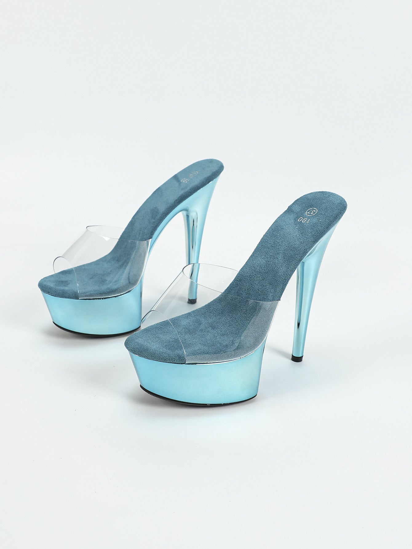 Women's Ultra-High Heel Platform Sandals - 5.91inch Peep Toe, High Quality, Slip-On Party Shoes in Vibrant Colors (Peacock Blue, Rose Red, for MERCURY Grey) - Perfect for Events & Night Out, Event Footwear | Manmade Cover Upp